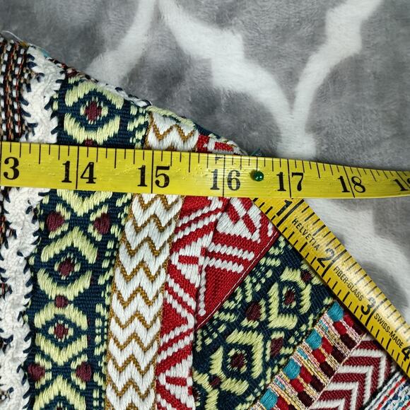 Zara Woman Open Front Jacket Medium Tribal Kimono Cardigan Fringe - Picture 10 of 13